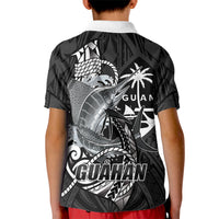 Guam Blue Marlin Fishing Kid Polo Shirt Guahan Fish Hook Tattoo Black Version
