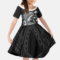 Guam Blue Marlin Fishing Kid Short Sleeve Dress Guahan Fish Hook Tattoo Black Version