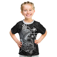 Guam Blue Marlin Fishing Kid T Shirt Guahan Fish Hook Tattoo Black Version LT14 Black - Polynesian Pride
