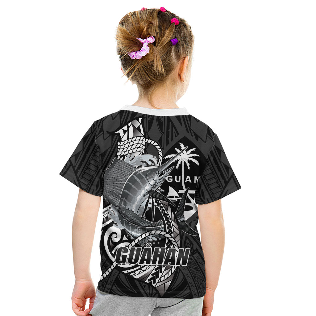 Guam Blue Marlin Fishing Kid T Shirt Guahan Fish Hook Tattoo Black Version LT14 - Polynesian Pride