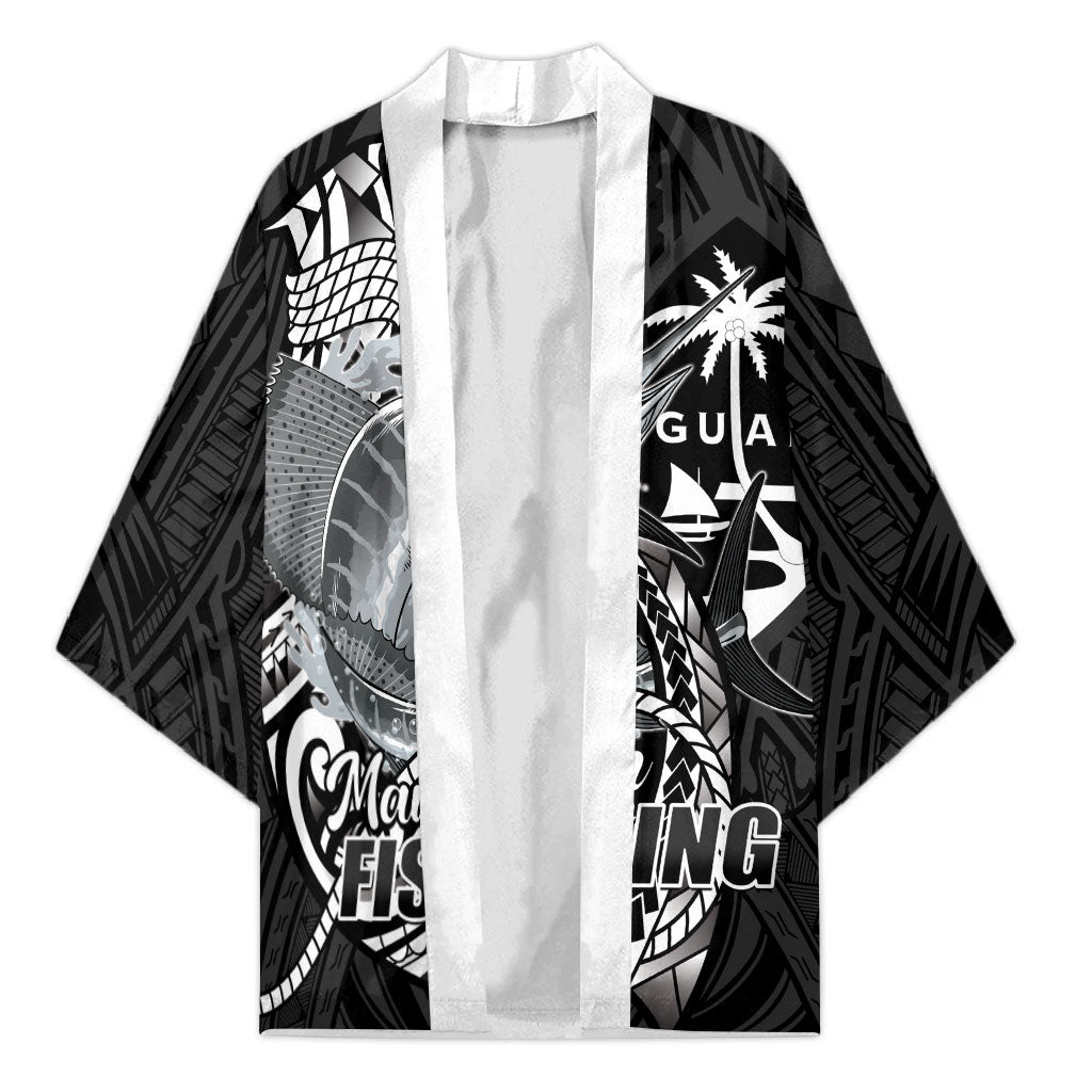 Guam Blue Marlin Fishing Kimono Guahan Fish Hook Tattoo Black Version