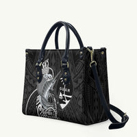 Guam Blue Marlin Fishing Leather Bag Guahan Fish Hook Tattoo Black Version LT14 Black - Polynesian Pride