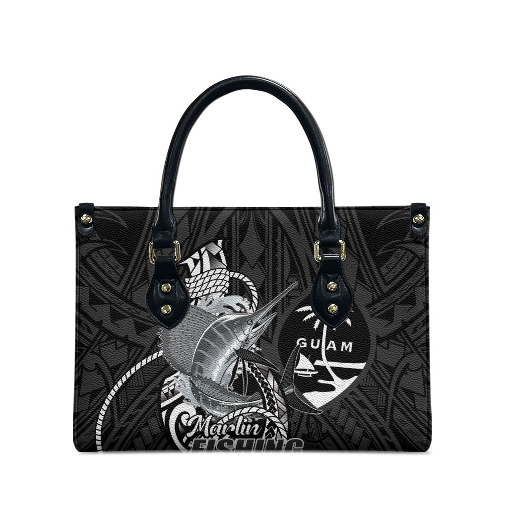 Guam Blue Marlin Fishing Leather Bag Guahan Fish Hook Tattoo Black Version LT14 - Polynesian Pride
