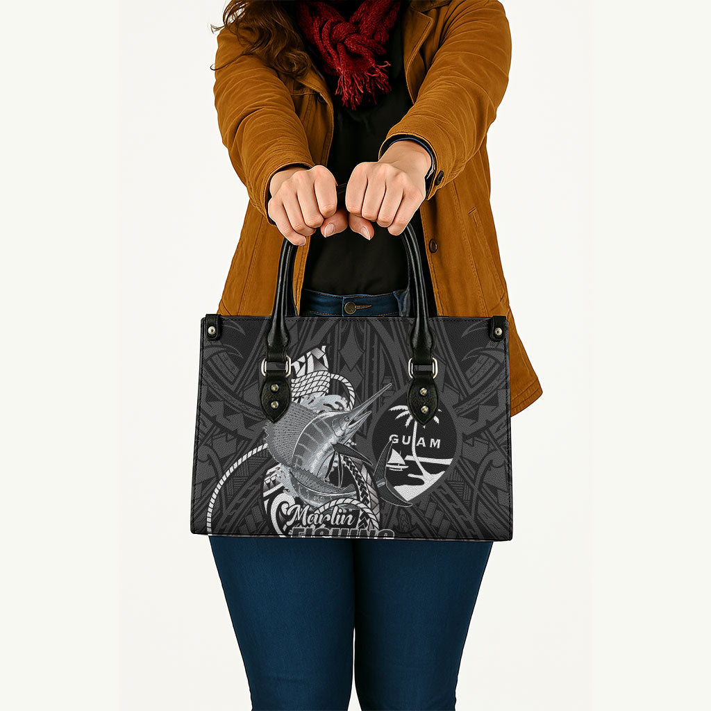 Guam Blue Marlin Fishing Leather Bag Guahan Fish Hook Tattoo Black Version LT14 - Polynesian Pride