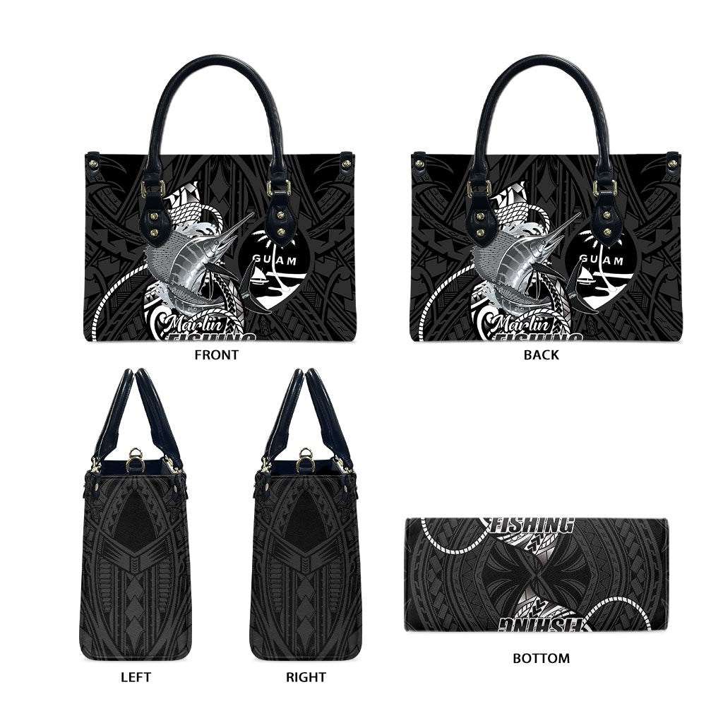 Guam Blue Marlin Fishing Leather Bag Guahan Fish Hook Tattoo Black Version LT14 - Polynesian Pride
