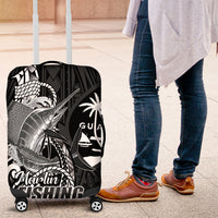 Guam Blue Marlin Fishing Luggage Cover Guahan Fish Hook Tattoo Black Version LT14 Black - Polynesian Pride