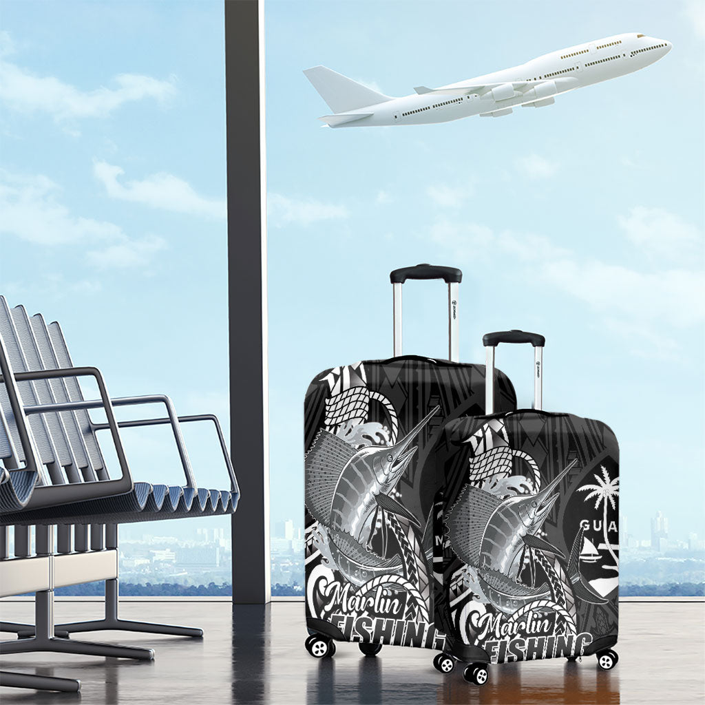 Guam Blue Marlin Fishing Luggage Cover Guahan Fish Hook Tattoo Black Version LT14 - Polynesian Pride