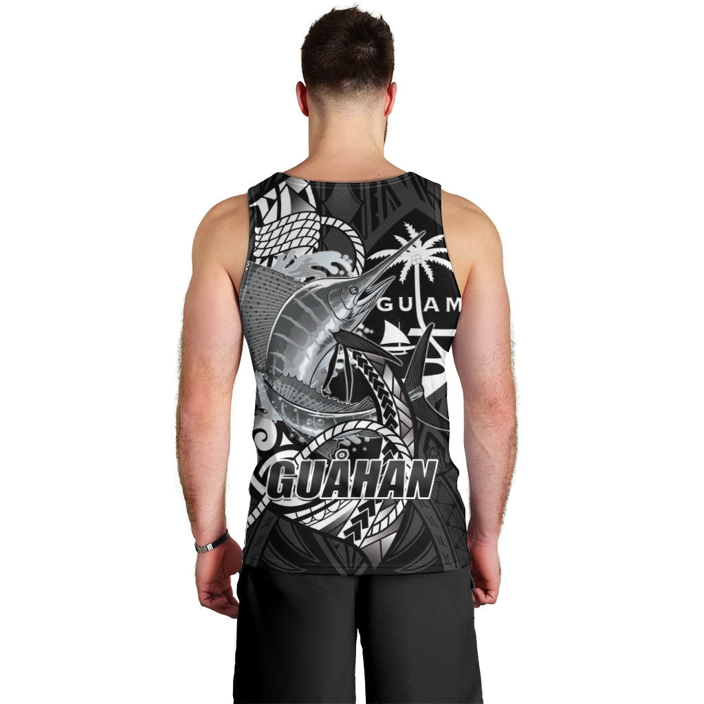 Guam Blue Marlin Fishing Men Tank Top Guahan Fish Hook Tattoo Black Version LT14 - Polynesian Pride