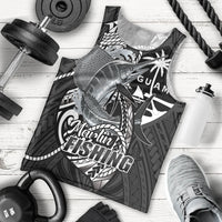 Guam Blue Marlin Fishing Men Tank Top Guahan Fish Hook Tattoo Black Version LT14 - Polynesian Pride