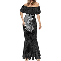 Guam Blue Marlin Fishing Mermaid Dress Guahan Fish Hook Tattoo Black Version LT14 - Polynesian Pride