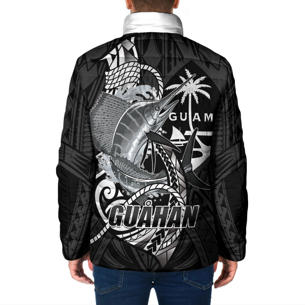 Guam Blue Marlin Fishing Padded Jacket Guahan Fish Hook Tattoo Black Version LT14 - Polynesian Pride
