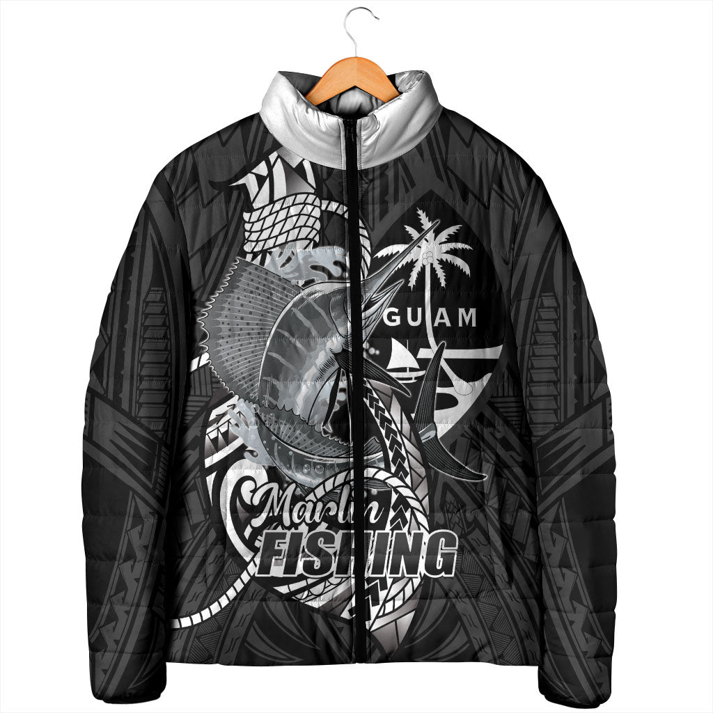Guam Blue Marlin Fishing Padded Jacket Guahan Fish Hook Tattoo Black Version LT14 - Polynesian Pride