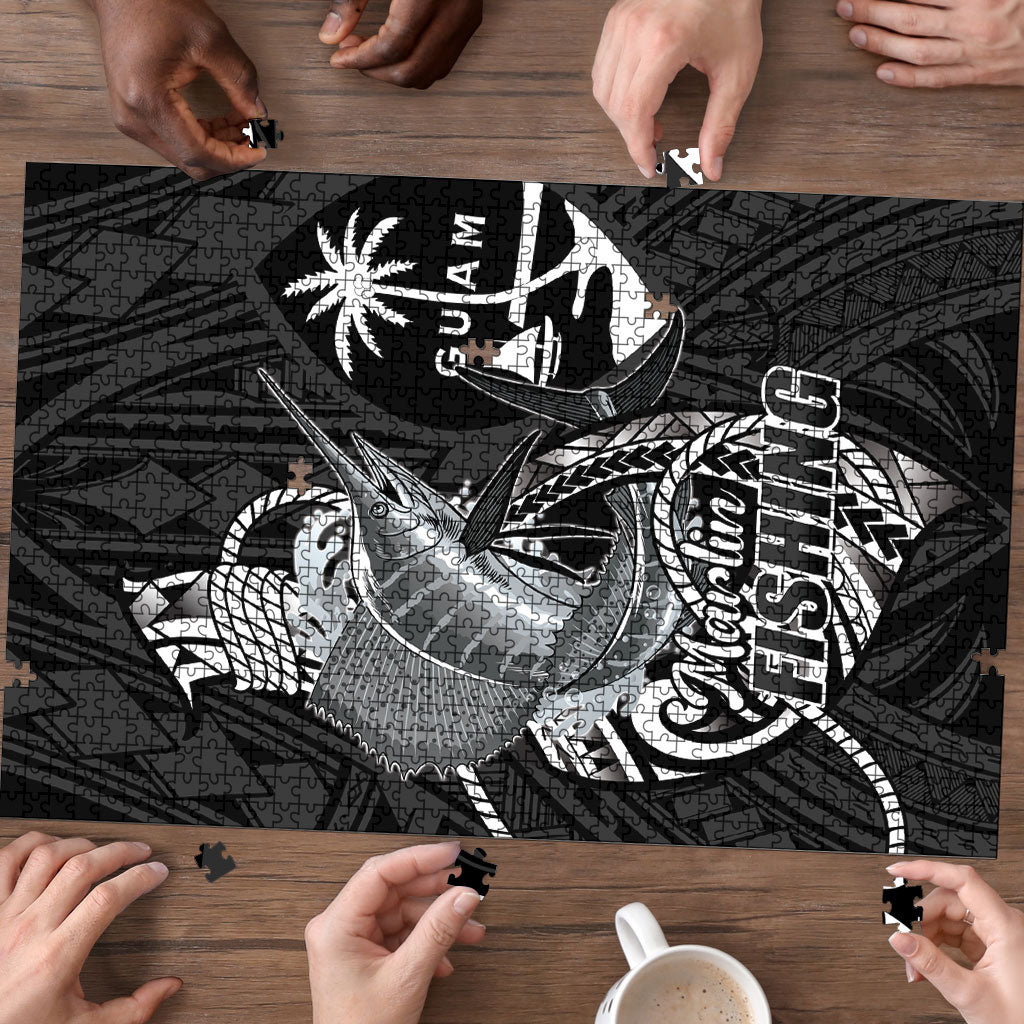 Guam Blue Marlin Fishing Puzzle Guahan Fish Hook Tattoo Black Version LT14 - Polynesian Pride
