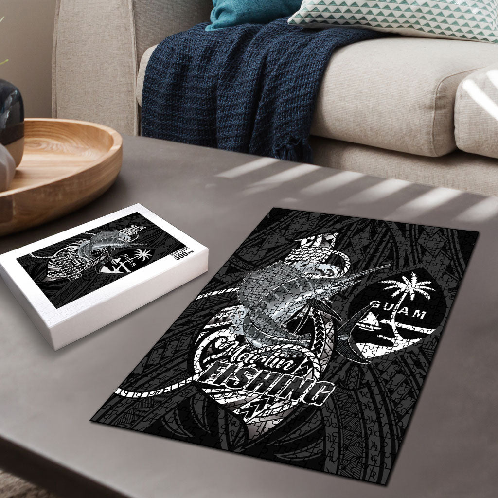 Guam Blue Marlin Fishing Puzzle Guahan Fish Hook Tattoo Black Version LT14 - Polynesian Pride
