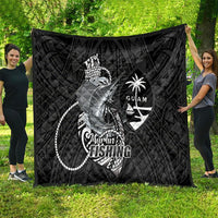 Guam Blue Marlin Fishing Quilt Guahan Fish Hook Tattoo Black Version LT14 - Polynesian Pride