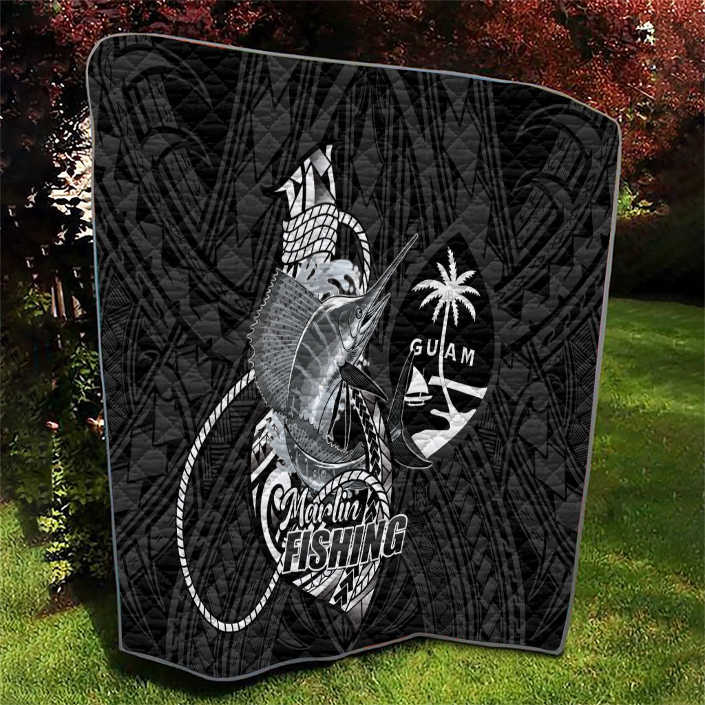 Guam Blue Marlin Fishing Quilt Guahan Fish Hook Tattoo Black Version LT14 - Polynesian Pride