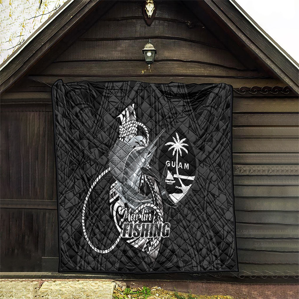Guam Blue Marlin Fishing Quilt Guahan Fish Hook Tattoo Black Version LT14 - Polynesian Pride