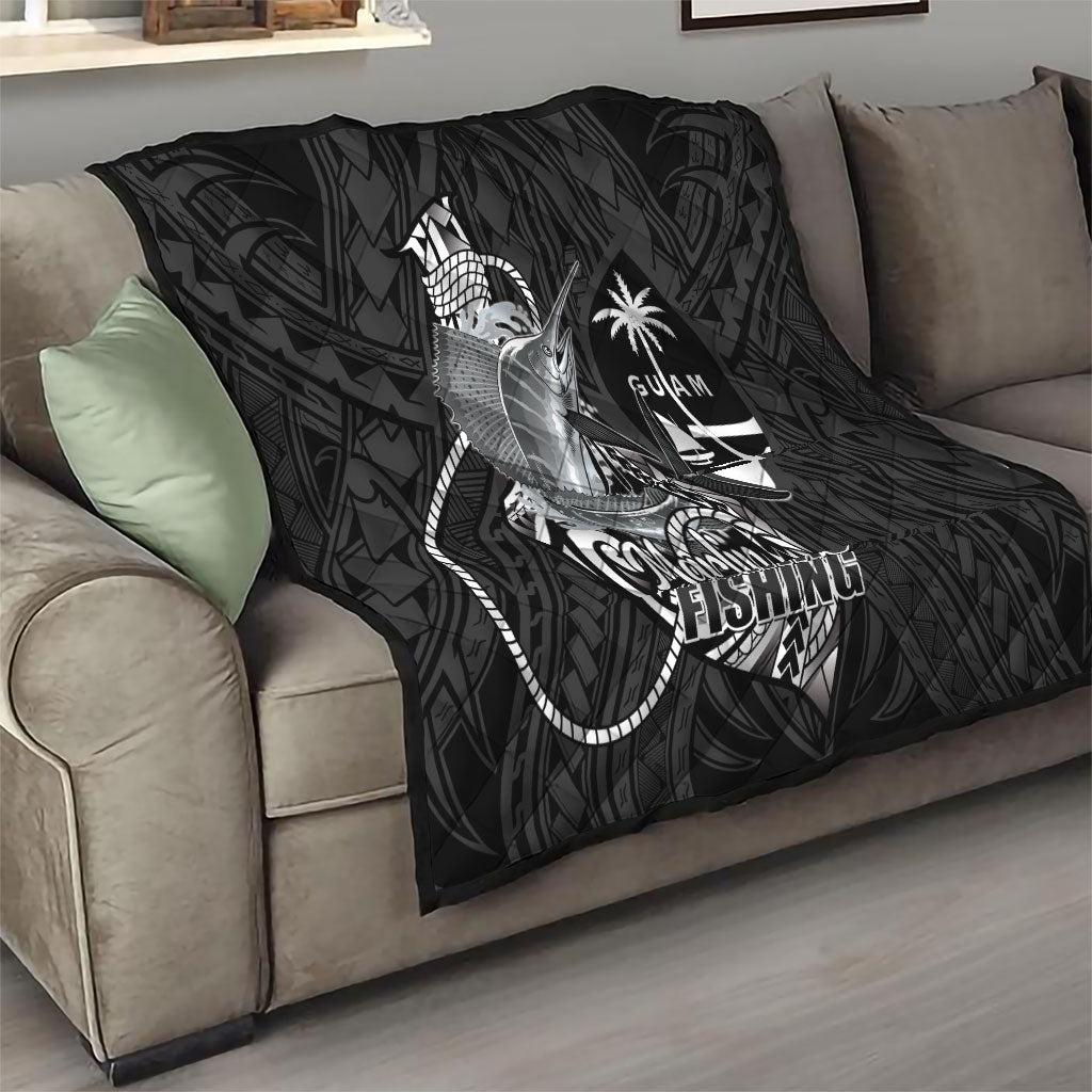 Guam Blue Marlin Fishing Quilt Guahan Fish Hook Tattoo Black Version LT14 - Polynesian Pride