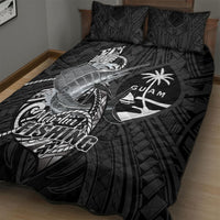 Guam Blue Marlin Fishing Quilt Bed Set Guahan Fish Hook Tattoo Black Version LT14 - Polynesian Pride