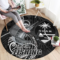 Guam Blue Marlin Fishing Round Carpet Guahan Fish Hook Tattoo Black Version LT14 - Polynesian Pride
