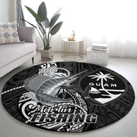 Guam Blue Marlin Fishing Round Carpet Guahan Fish Hook Tattoo Black Version LT14 - Polynesian Pride