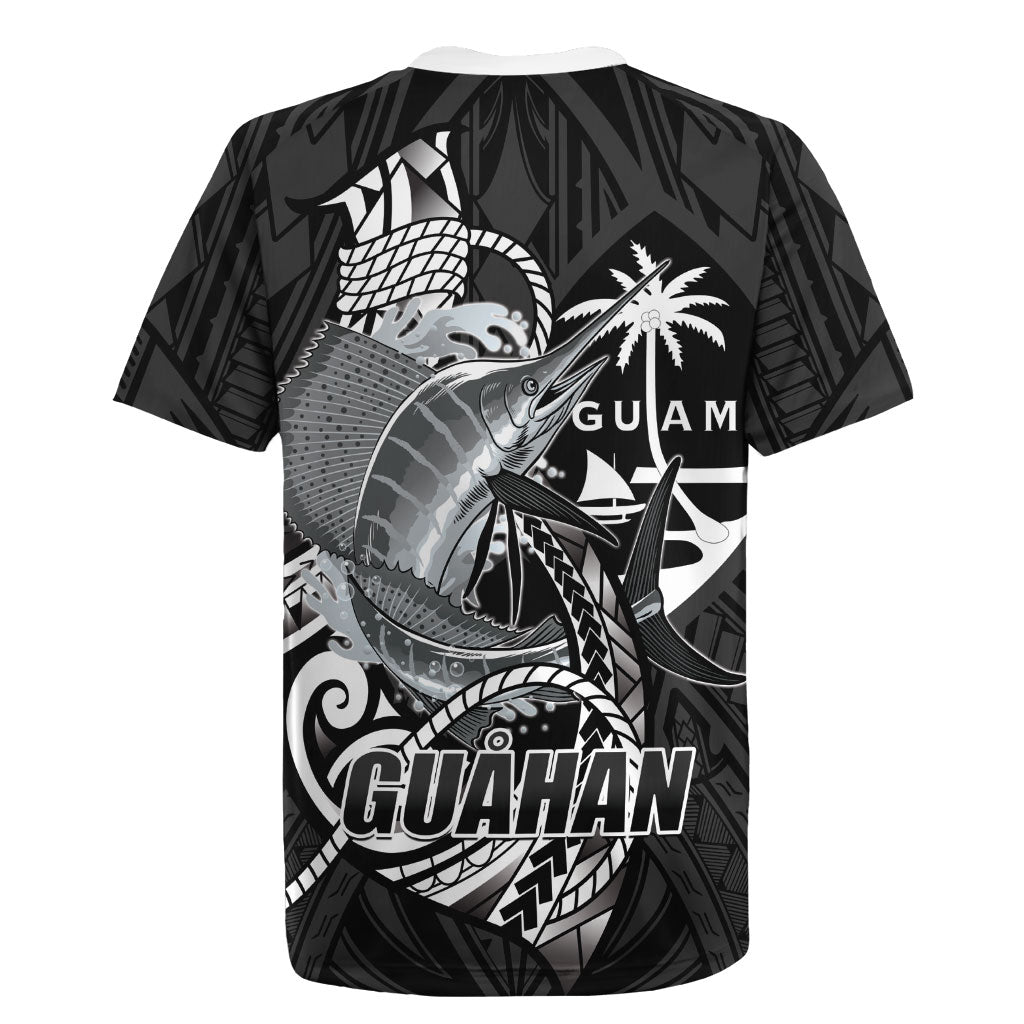 Guam Blue Marlin Fishing Rugby Jersey Guahan Fish Hook Tattoo Black Version LT14 - Polynesian Pride