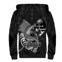 Guam Blue Marlin Fishing Sherpa Hoodie Guahan Fish Hook Tattoo Black Version