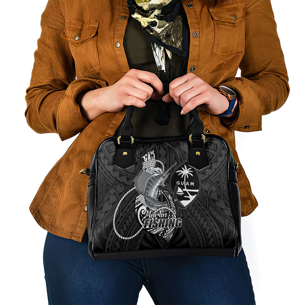 Guam Blue Marlin Fishing Shoulder Handbag Guahan Fish Hook Tattoo Black Version LT14 - Polynesian Pride