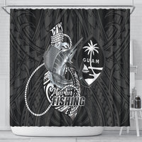 Guam Blue Marlin Fishing Shower Curtain Guahan Fish Hook Tattoo Black Version LT14 - Polynesian Pride