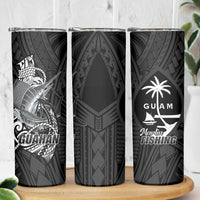 Guam Blue Marlin Fishing Skinny Tumbler Guahan Fish Hook Tattoo Black Version LT14 - Polynesian Pride
