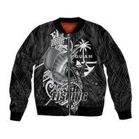 Guam Blue Marlin Fishing Sleeve Zip Bomber Jacket Guahan Fish Hook Tattoo Black Version LT14 Unisex Black - Polynesian Pride