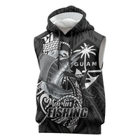Guam Blue Marlin Fishing Sleeveless Hoodie Guahan Fish Hook Tattoo Black Version LT14 Black - Polynesian Pride