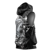 Guam Blue Marlin Fishing Sleeveless Hoodie Guahan Fish Hook Tattoo Black Version LT14 - Polynesian Pride
