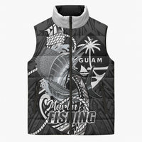 Guam Blue Marlin Fishing Sleeveless Puffer Jacket Guahan Fish Hook Tattoo Black Version
