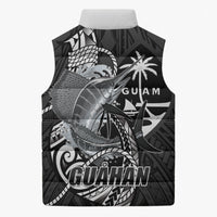 Guam Blue Marlin Fishing Sleeveless Puffer Jacket Guahan Fish Hook Tattoo Black Version