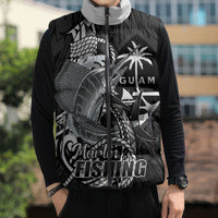Guam Blue Marlin Fishing Sleeveless Puffer Jacket Guahan Fish Hook Tattoo Black Version