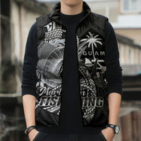 Guam Blue Marlin Fishing Sleeveless Puffer Jacket Guahan Fish Hook Tattoo Black Version