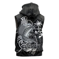 Guam Blue Marlin Fishing Sleeveless Zip Hoodie Guahan Fish Hook Tattoo Black Version LT14 - Polynesian Pride