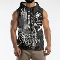 Guam Blue Marlin Fishing Sleeveless Zip Hoodie Guahan Fish Hook Tattoo Black Version LT14 - Polynesian Pride