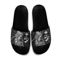 Guam Blue Marlin Fishing Slide Sandals Guahan Fish Hook Tattoo Black Version LT14 Black - Polynesian Pride