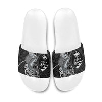 Guam Blue Marlin Fishing Slide Sandals Guahan Fish Hook Tattoo Black Version LT14 Black - Polynesian Pride