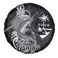 Guam Blue Marlin Fishing Spare Tire Cover Guahan Fish Hook Tattoo Black Version LT14 - Polynesian Pride