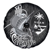 Guam Blue Marlin Fishing Spare Tire Cover Guahan Fish Hook Tattoo Black Version LT14 - Polynesian Pride