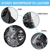 Guam Blue Marlin Fishing Spare Tire Cover Guahan Fish Hook Tattoo Black Version LT14 - Polynesian Pride