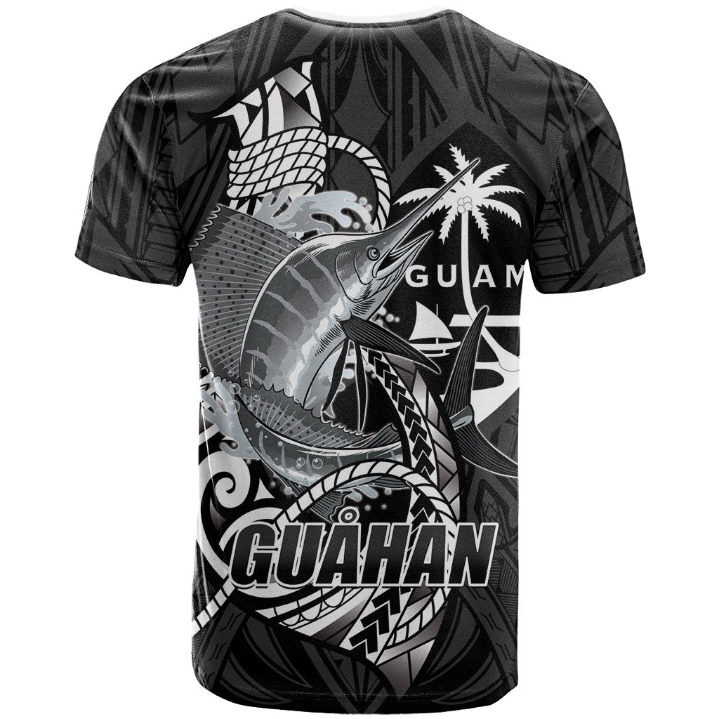 Guam Blue Marlin Fishing T Shirt Guahan Fish Hook Tattoo Black Version LT14 - Polynesian Pride
