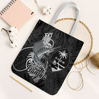 Guam Blue Marlin Fishing Tote Bag Guahan Fish Hook Tattoo Black Version LT14 White Strap One Size Black - Polynesian Pride