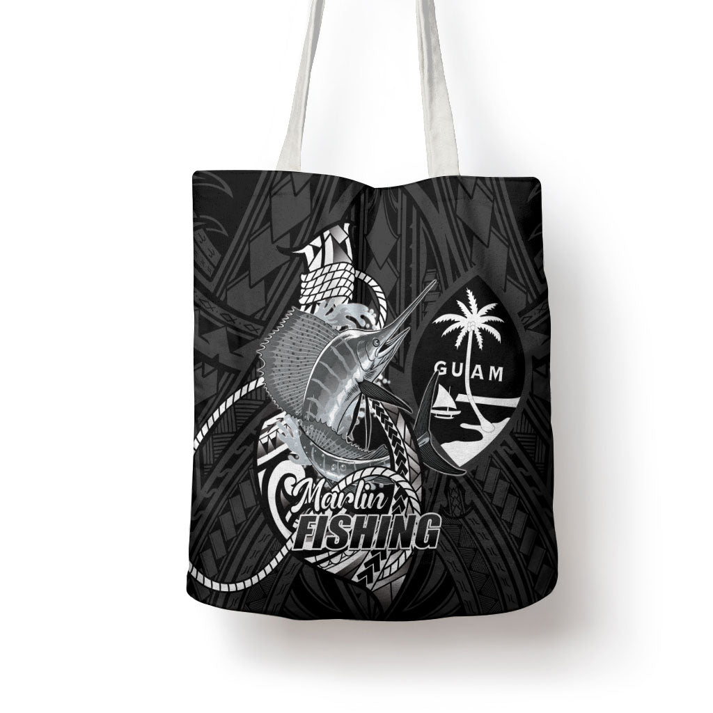 Guam Blue Marlin Fishing Tote Bag Guahan Fish Hook Tattoo Black Version LT14 - Polynesian Pride