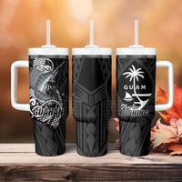 Guam Blue Marlin Fishing Tumbler With Handle Guahan Fish Hook Tattoo Black Version LT14 - Polynesian Pride