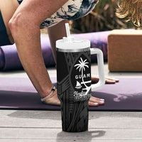 Guam Blue Marlin Fishing Tumbler With Handle Guahan Fish Hook Tattoo Black Version LT14 - Polynesian Pride