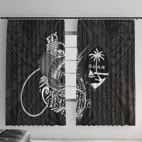 Guam Blue Marlin Fishing Window Curtain Guahan Fish Hook Tattoo Black Version LT14 With Hooks Black - Polynesian Pride